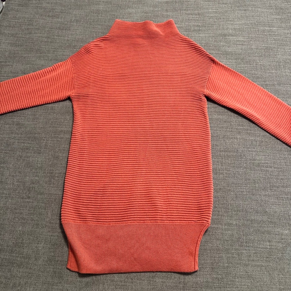 Ella Moss Tunic Sweater Women Small Junior Coral Orange Ribbed Mock Neck